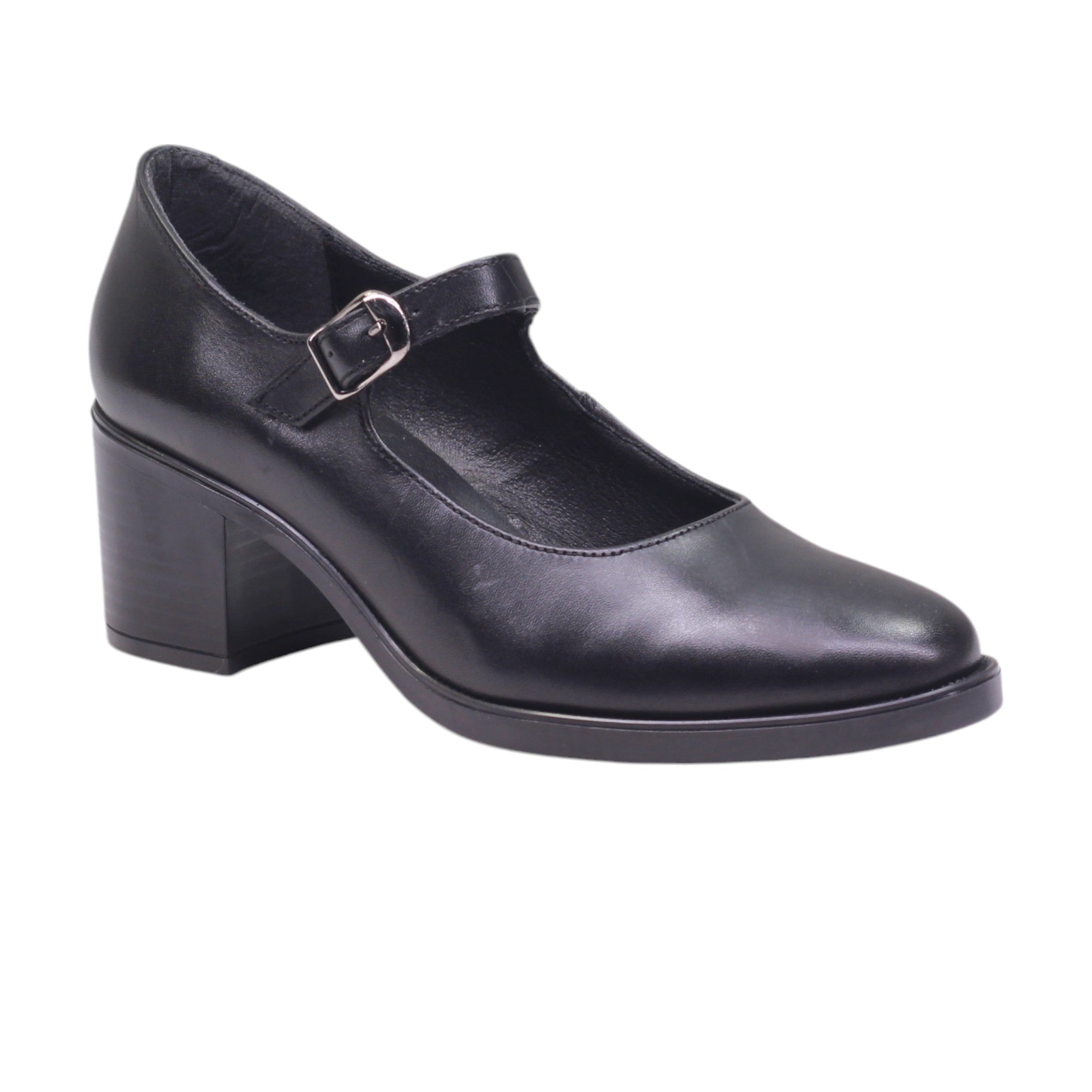 Calzado para dama de tacón ancho y ajuste con hebilla – Zapatería