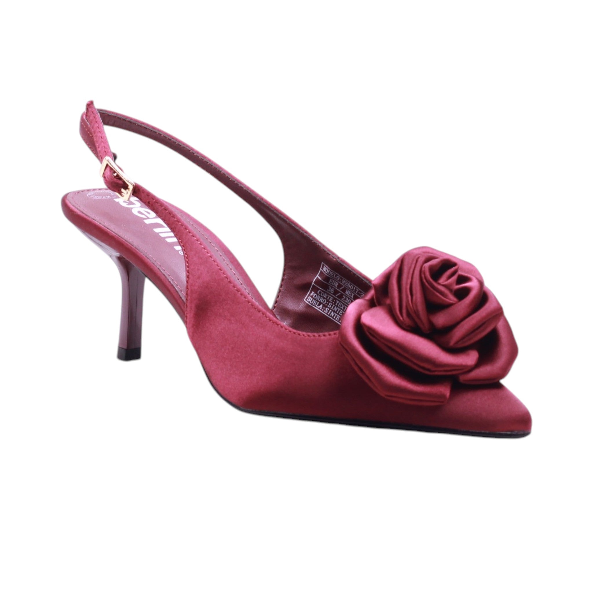 Zapatilla destalonada corte textil con flor