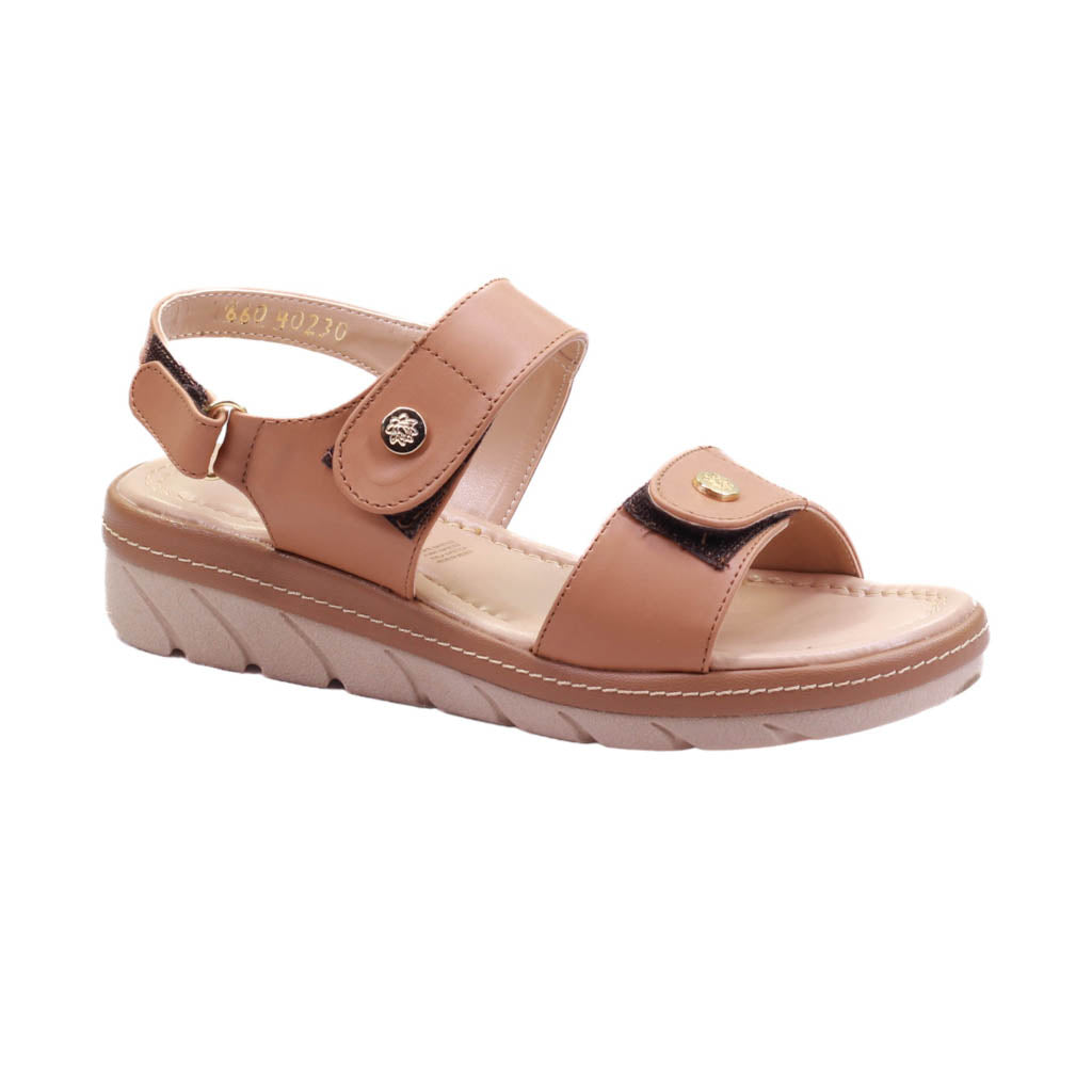 sandalia para dama  de ajuste en velcro con media plataforma