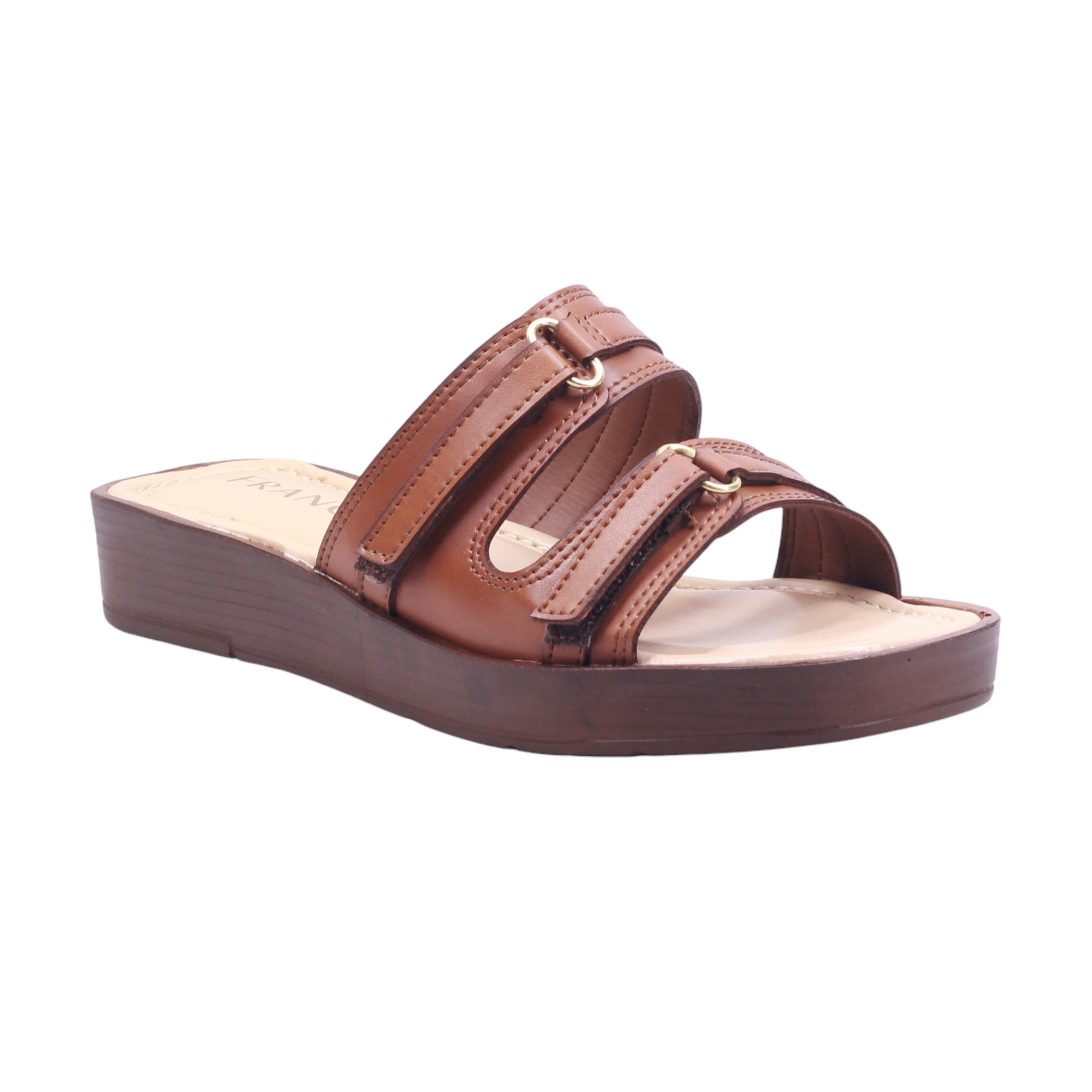 Sandalia con plataforma tipo madera y ajuste de velcro