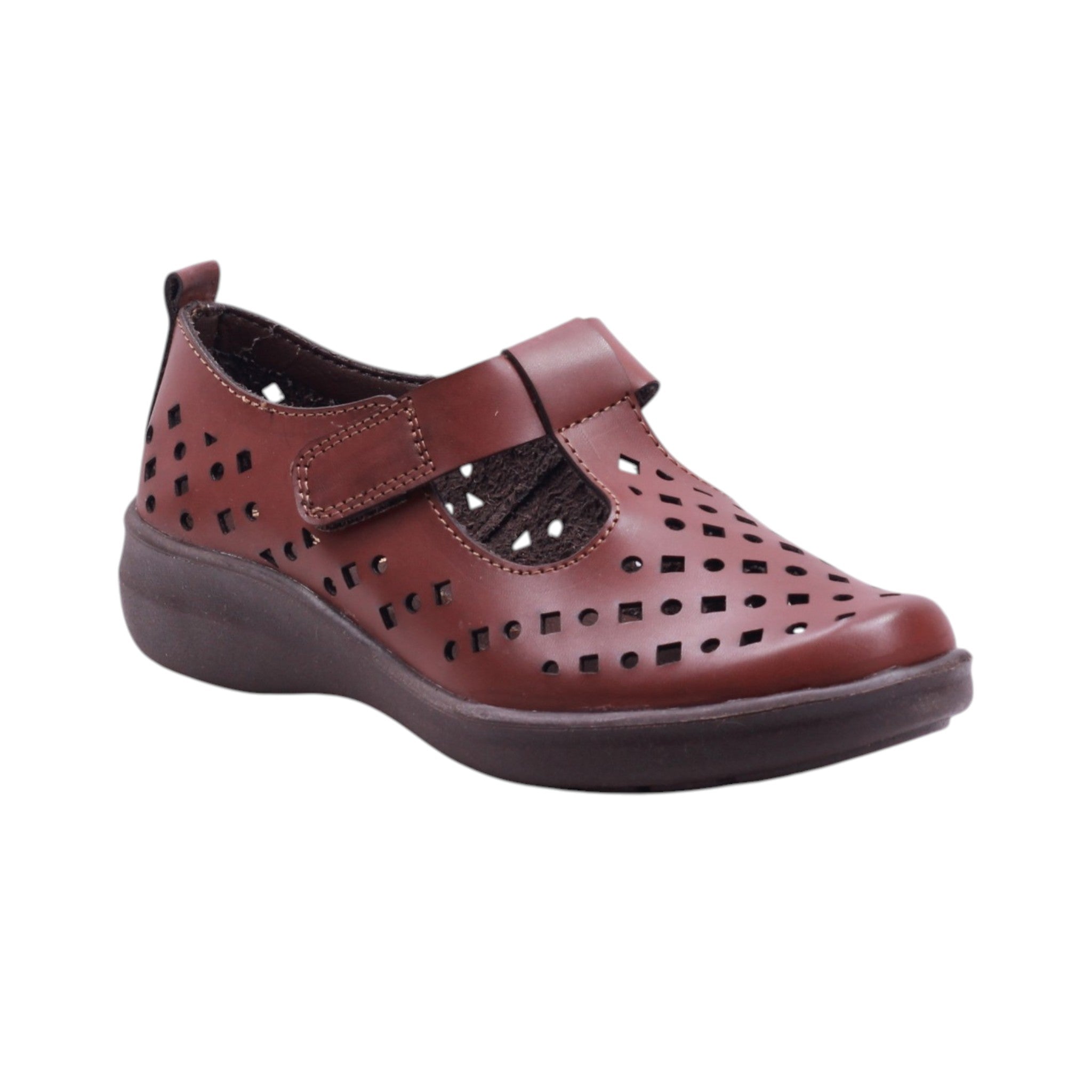 Mocasín de dama con velcro y diseño perforado
