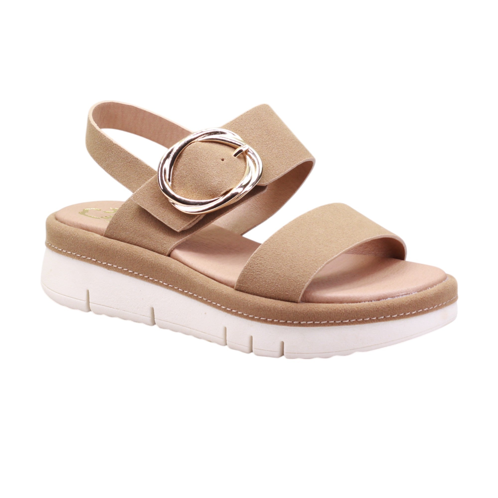 Sandalia para dama casual con broche grande