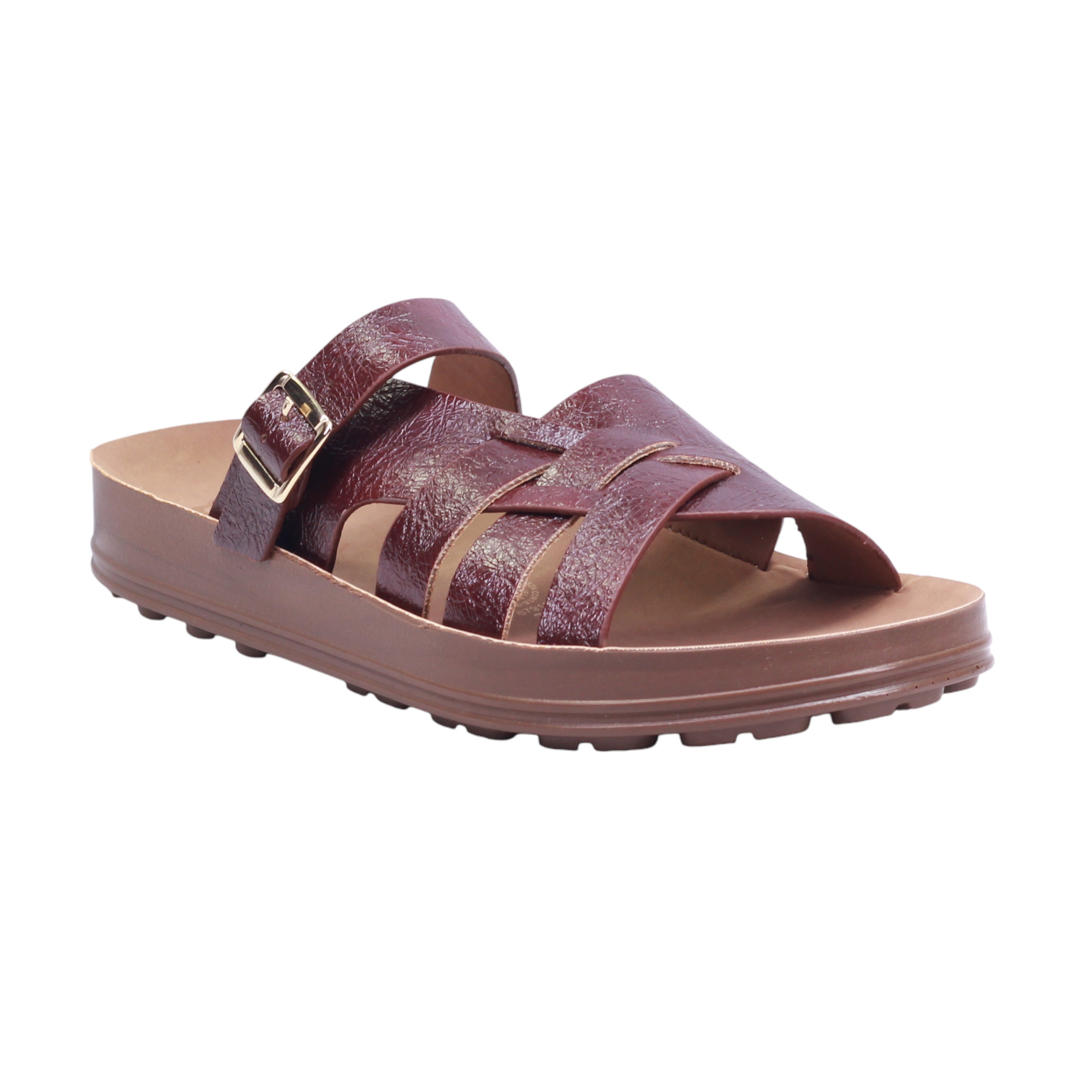 Sandalia tejida con hebilla y plataforma cómoda