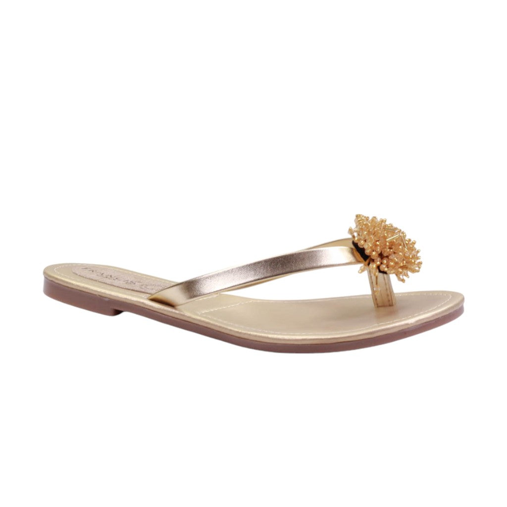 Sandalia para dama con flor de adorno