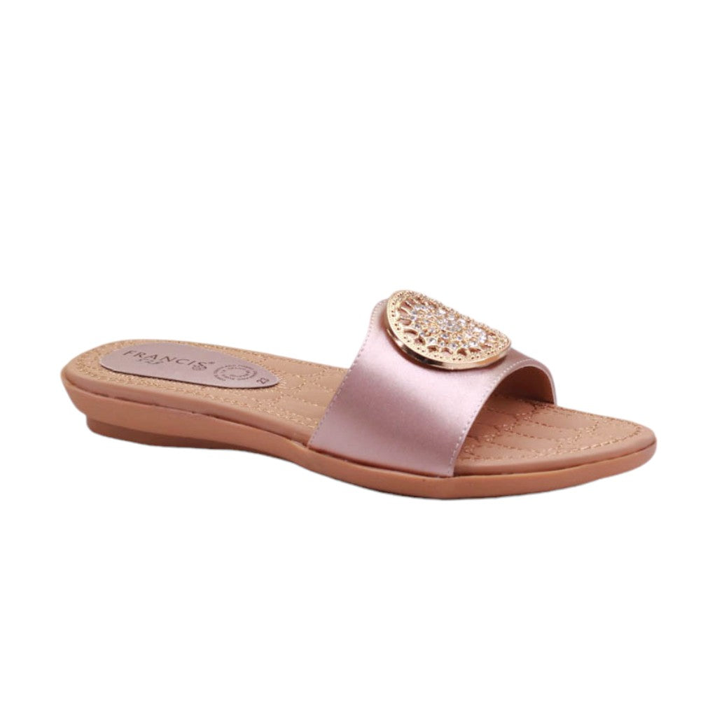 Sandalia casual para dama con plantilla de confort y adorno circular