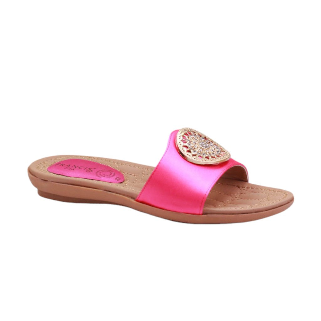 Sandalia casual para dama con plantilla de confort y adorno circular