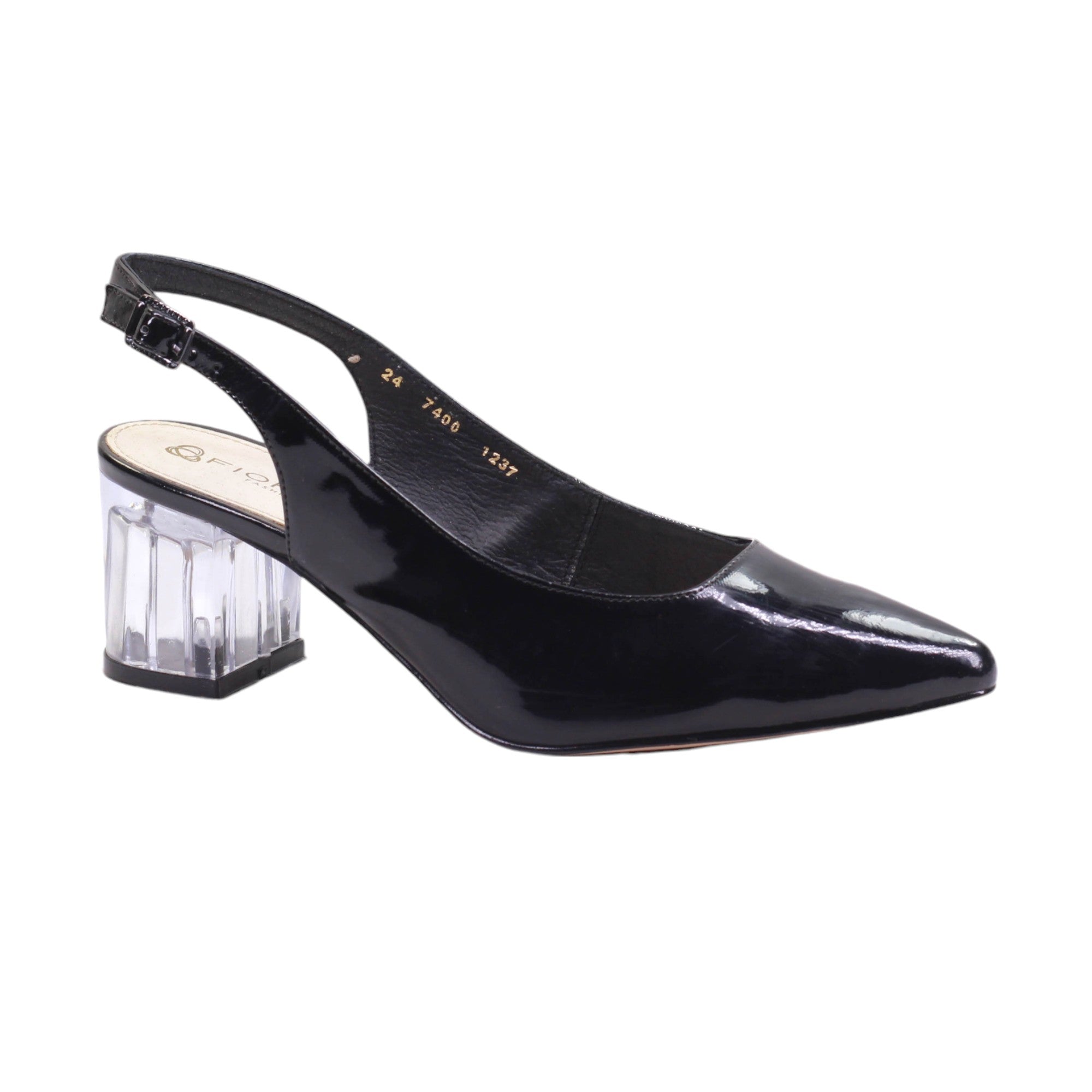 Zapatilla destalonada con tacon transparente