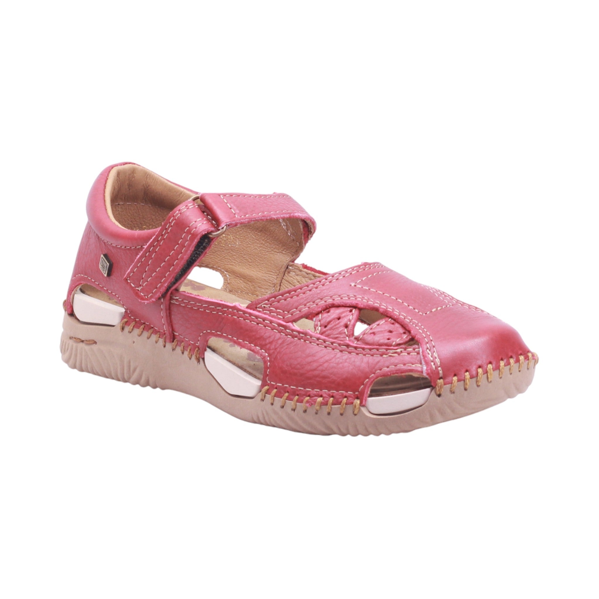 Sandalia cerrada de piel con ajuste de velcro