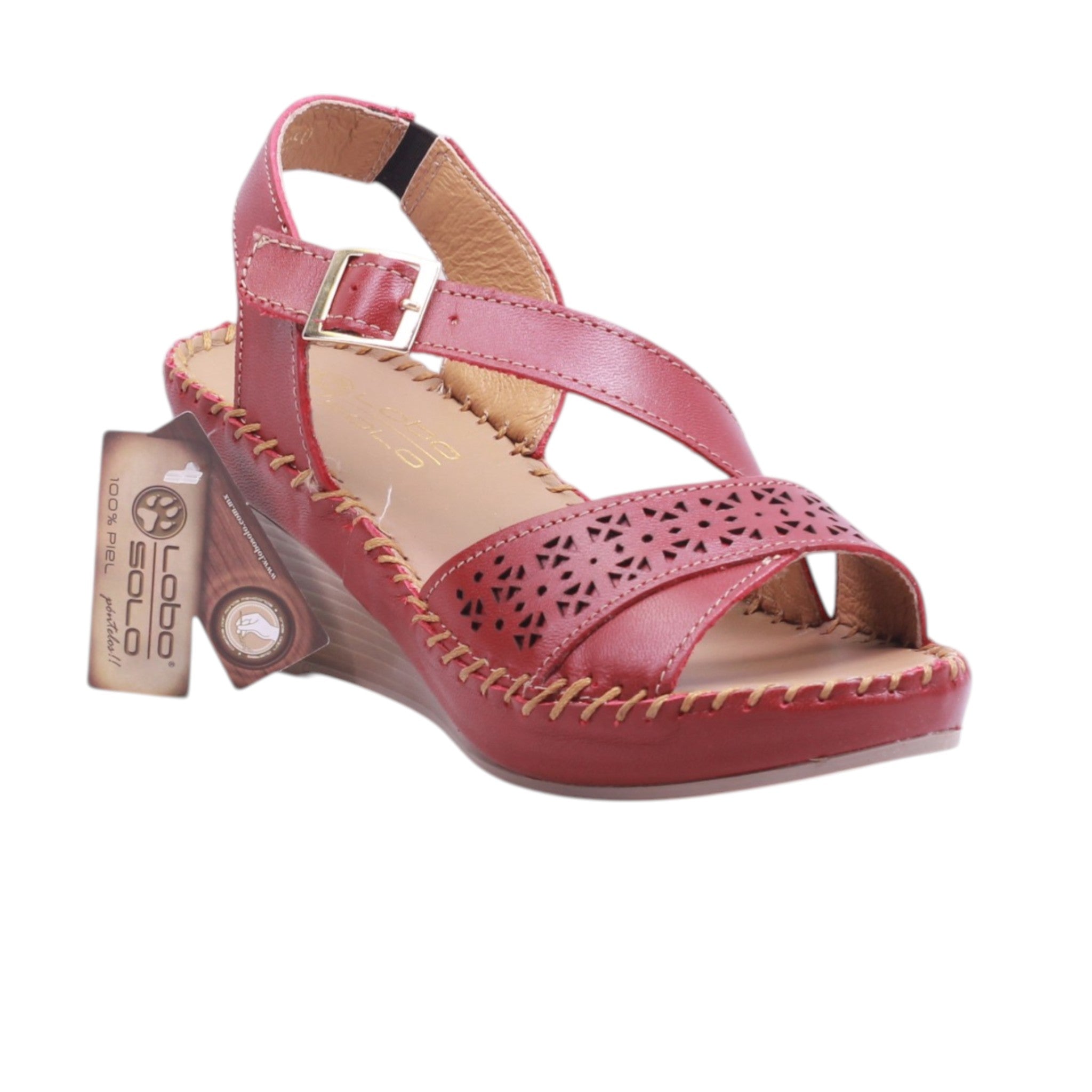 Sandalia de dama con plataforma y corte calado