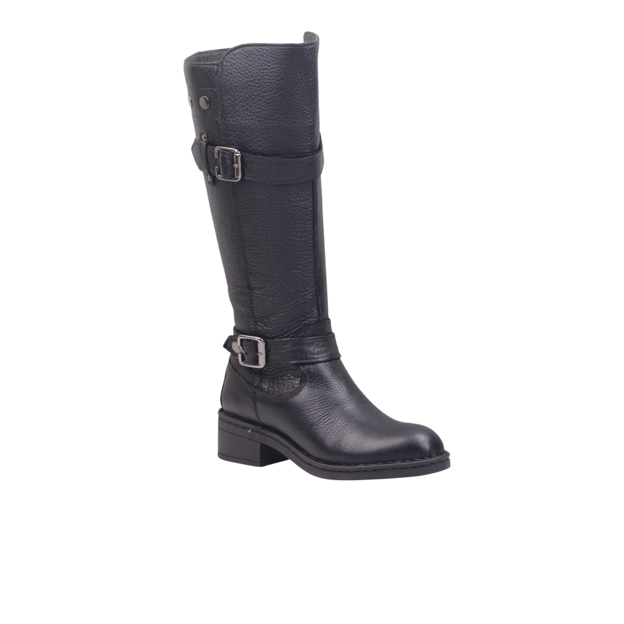Bota Casual con Tubo Largo, Tacón Cómodo y Doble Fajillo
