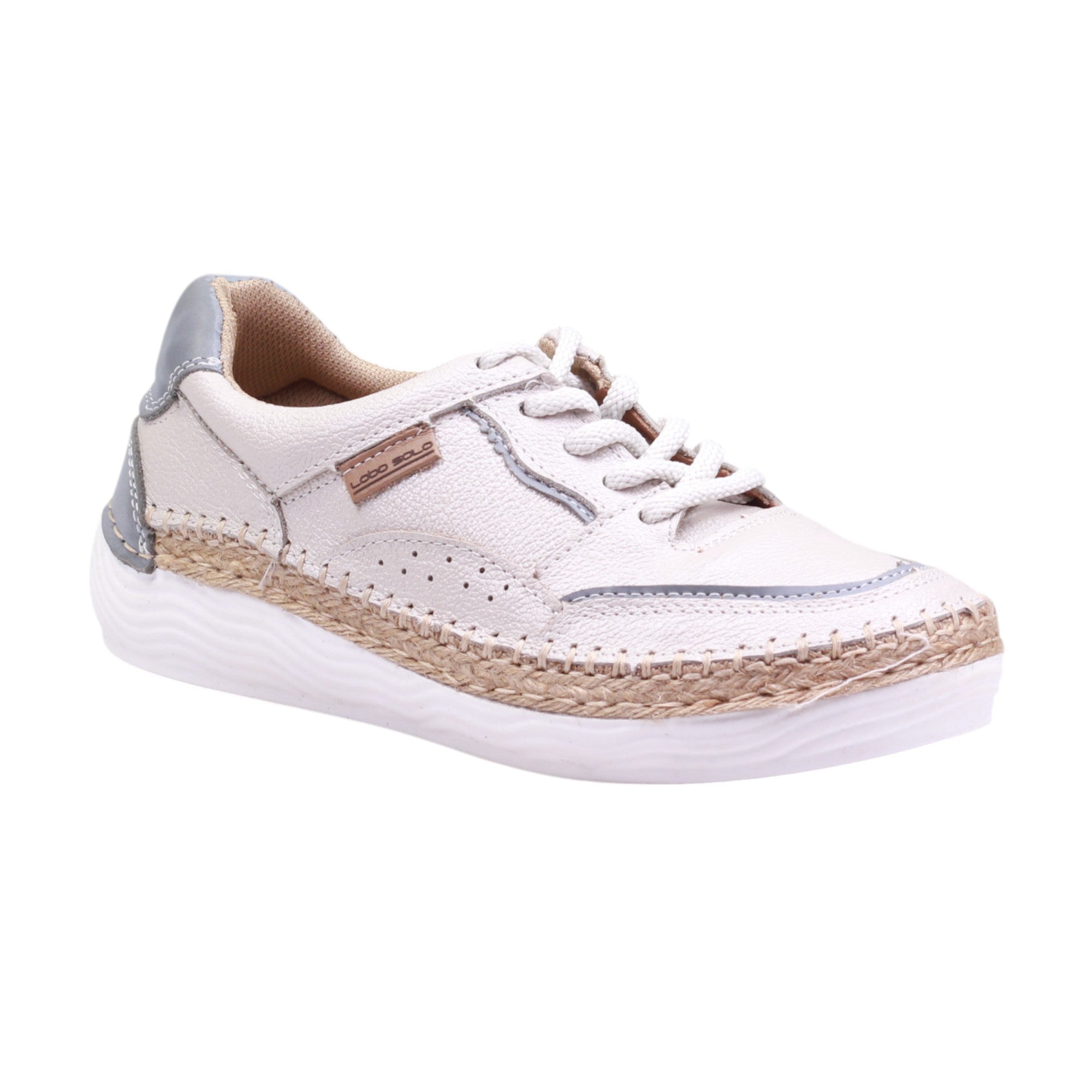 Tenis Casual en Piel Vacuno con Detalle de Yute