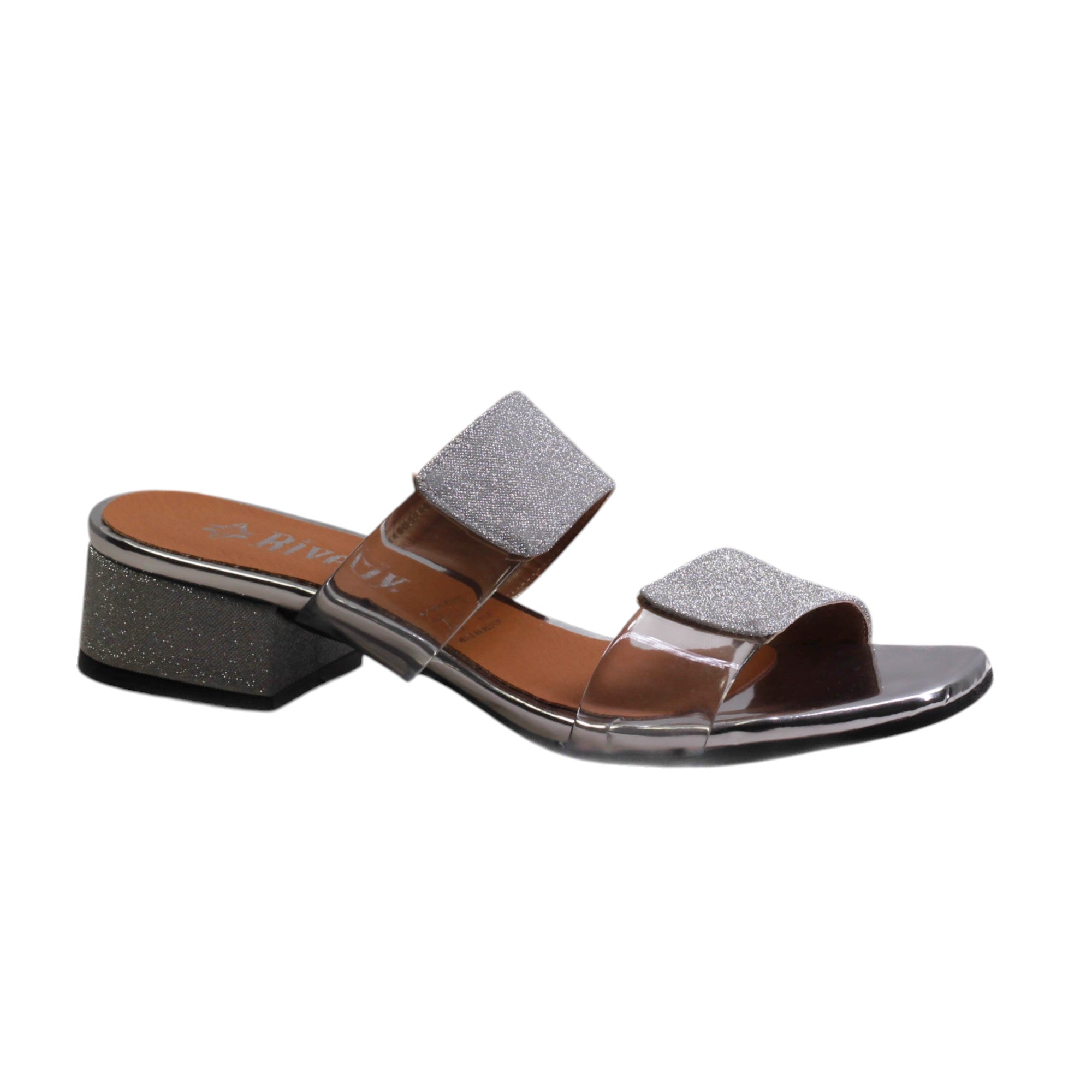 Sandalias de doble tira en textura o glitter