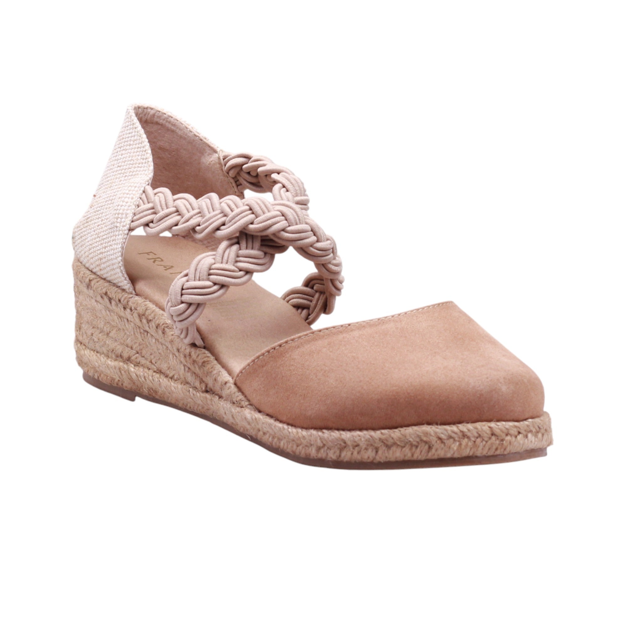 Alpargata cerrada con tiras cruzadas y plataforma tejida