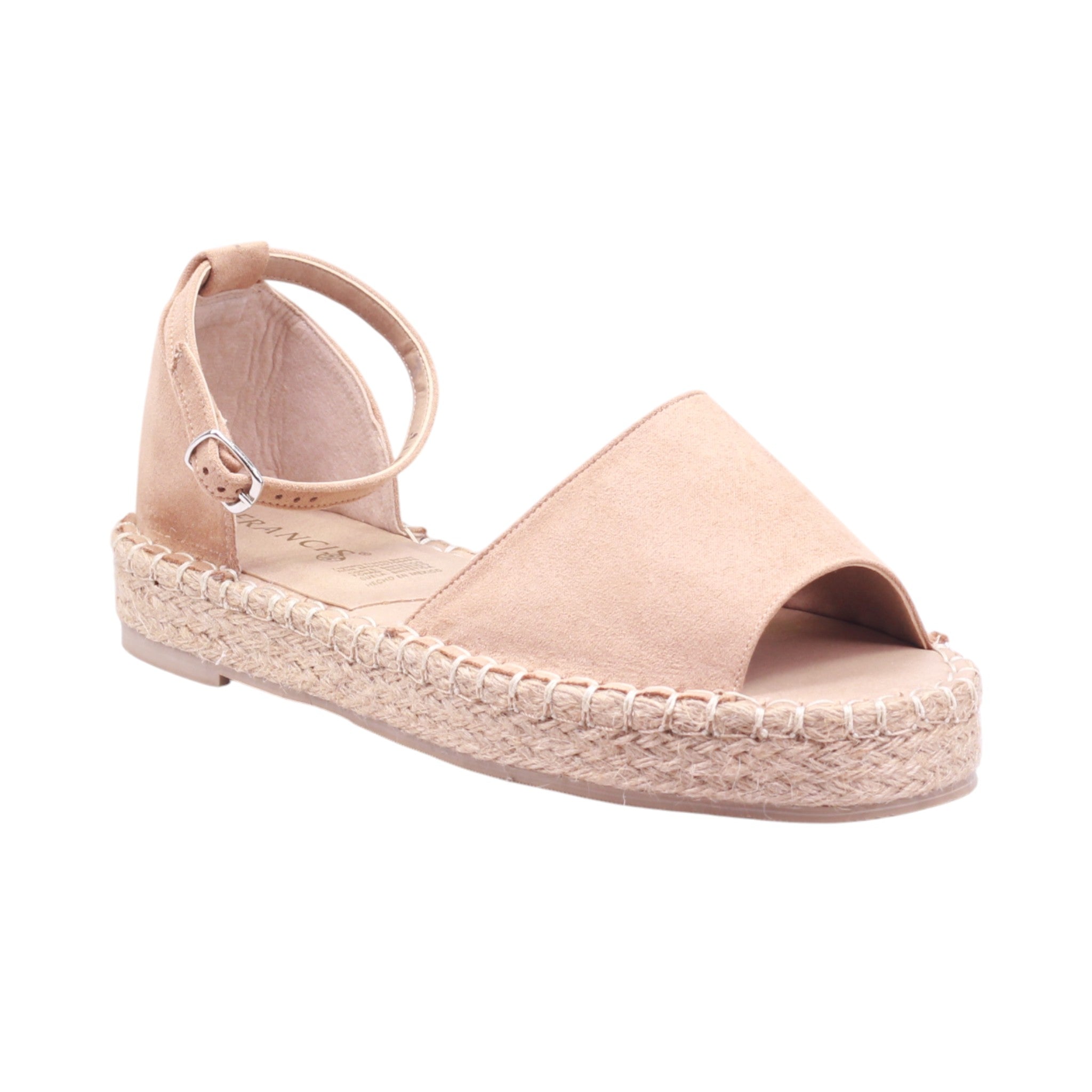 Sandalia espadrille de dama con plataforma y ajuste al tobillo