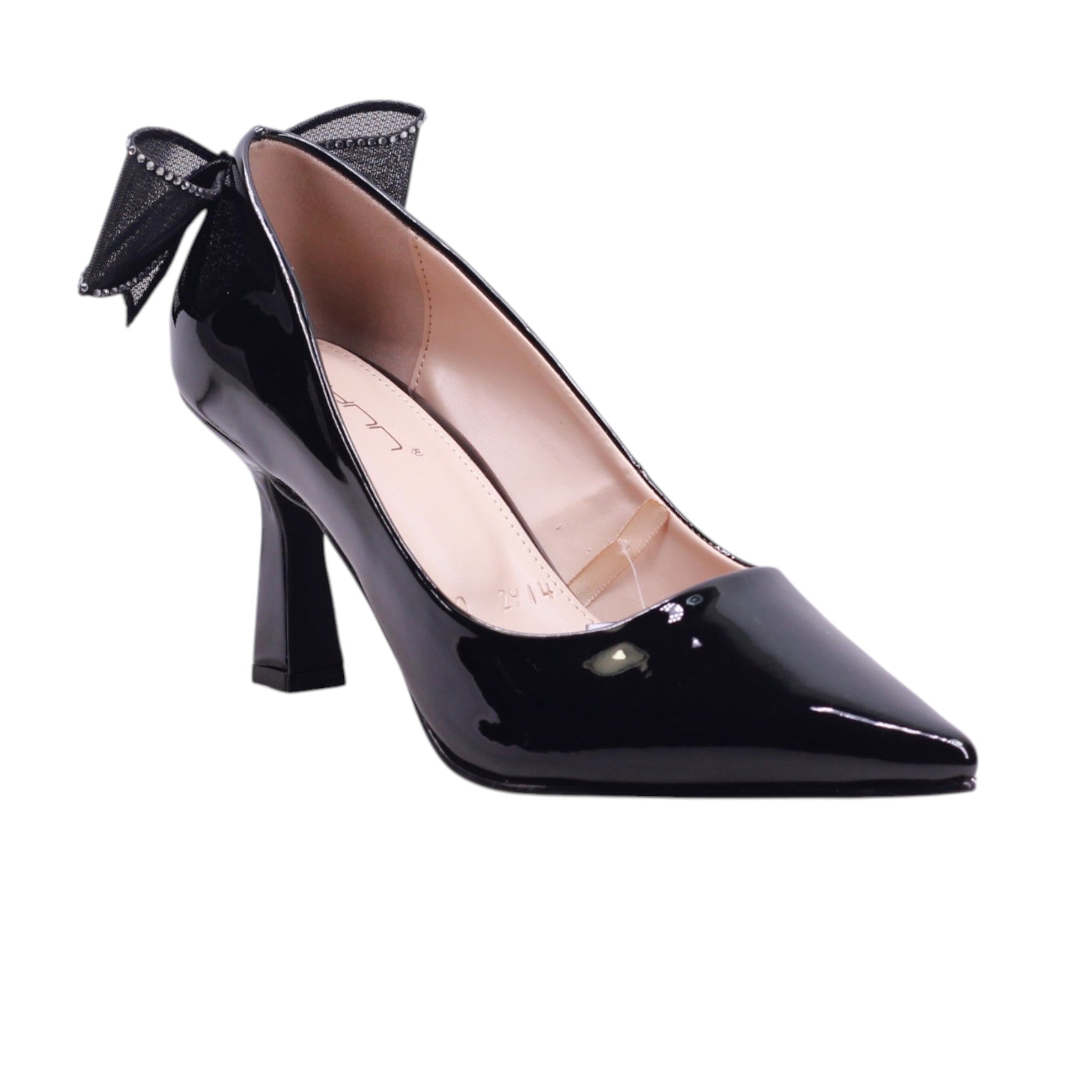 Zapatilla charol con moño trasero
