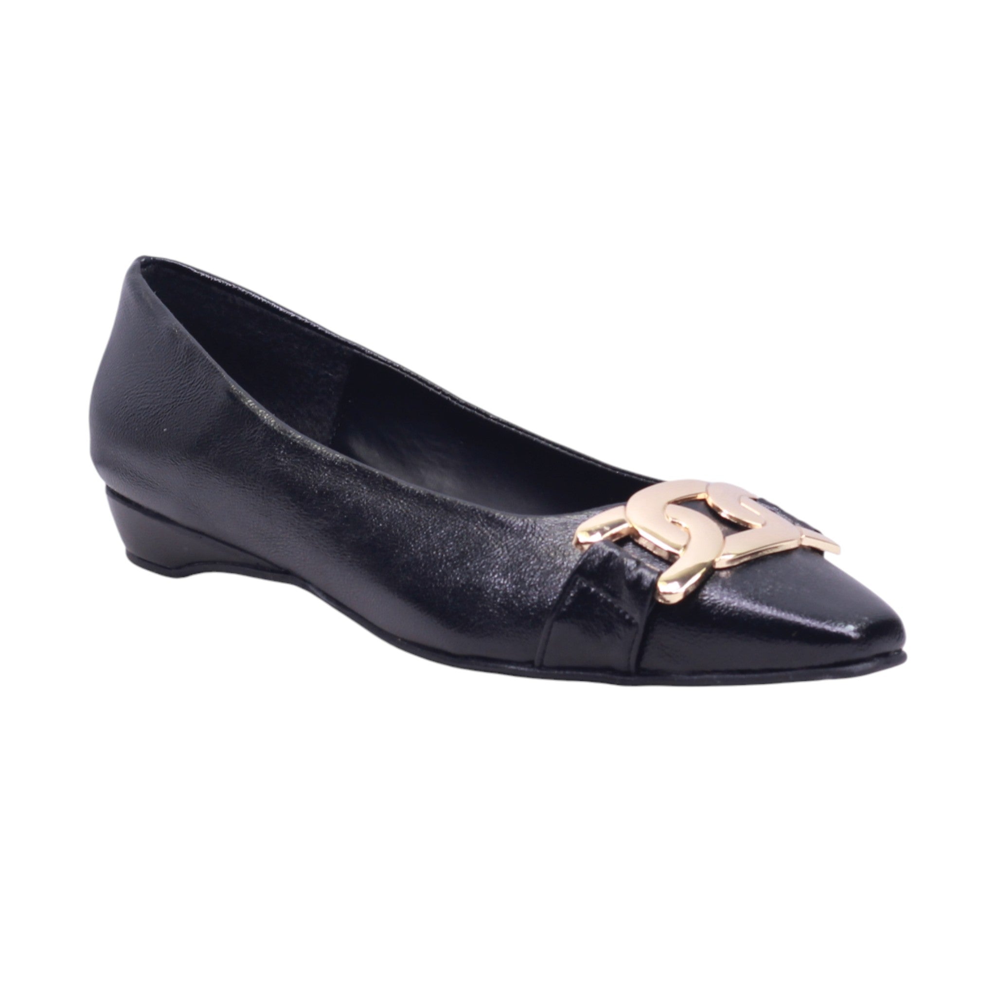 Mule flat con adorno metálico frontal