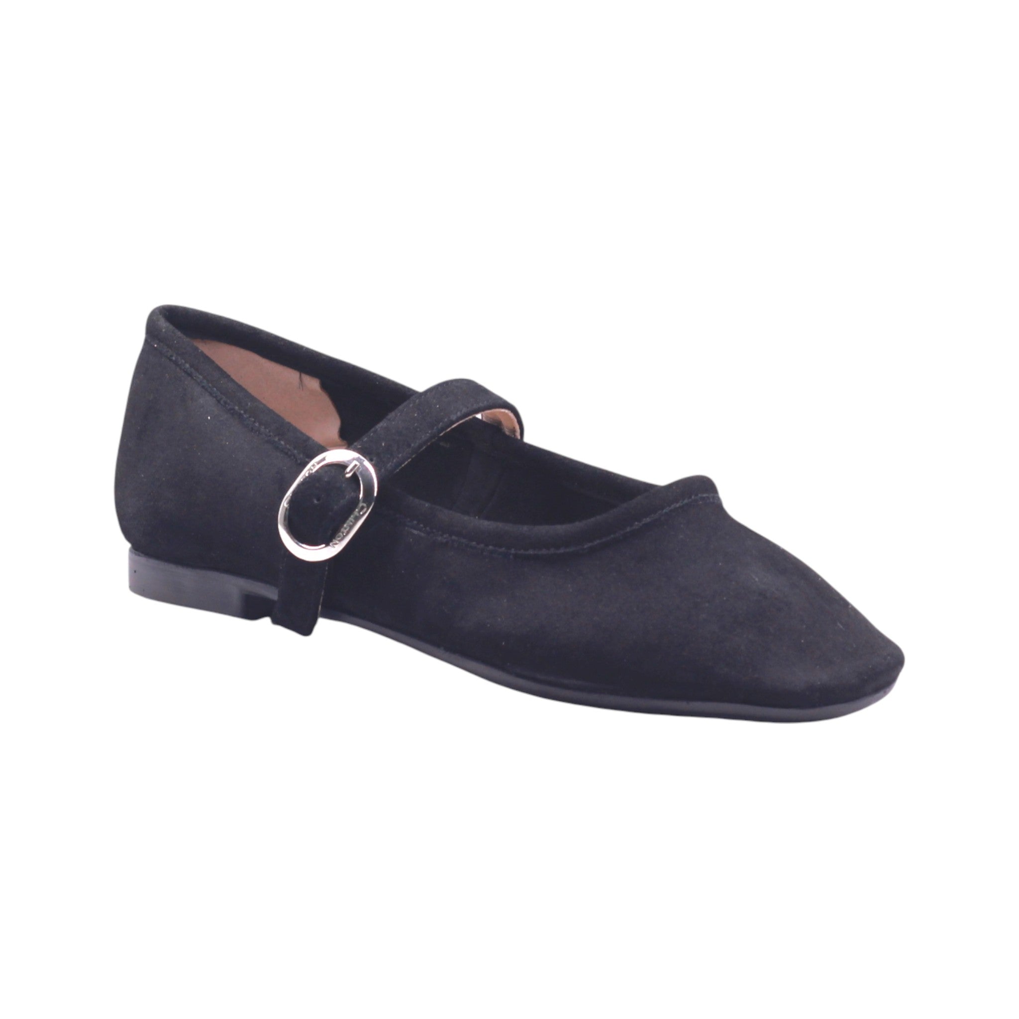 Zapato de dama con tacón bajo y hebilla