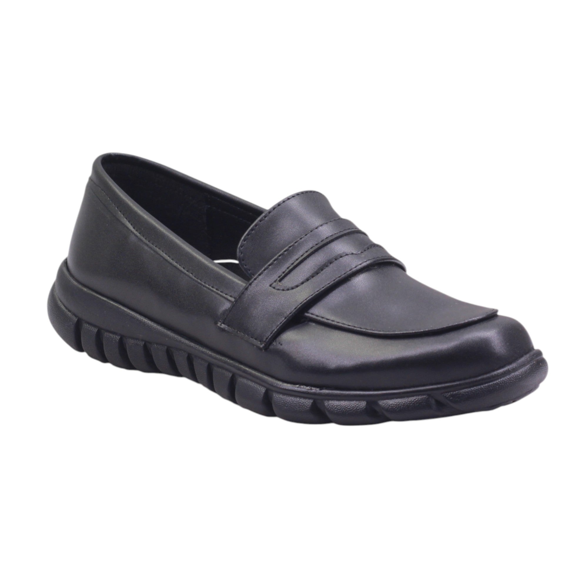 Mocasín con suela dentada y tira de adorno