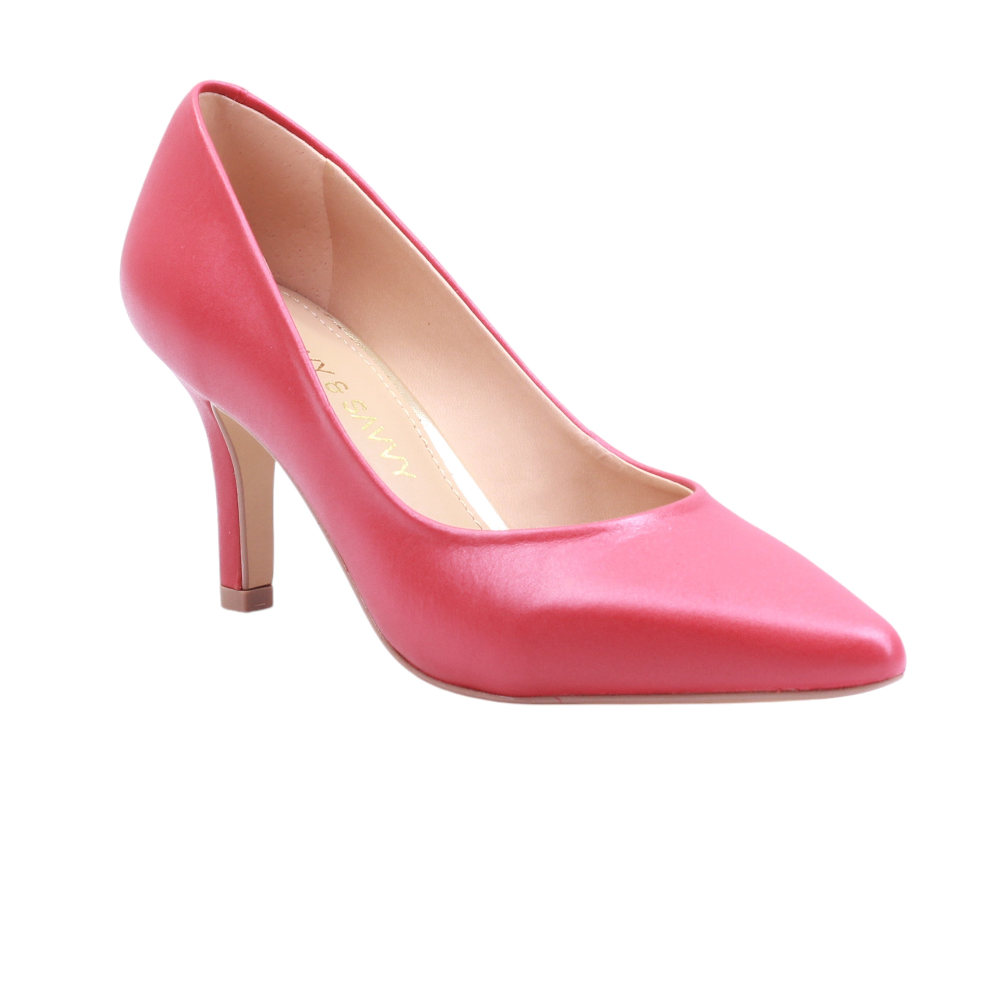 Zapatilla de tacón medio con punta fina y acabado mate