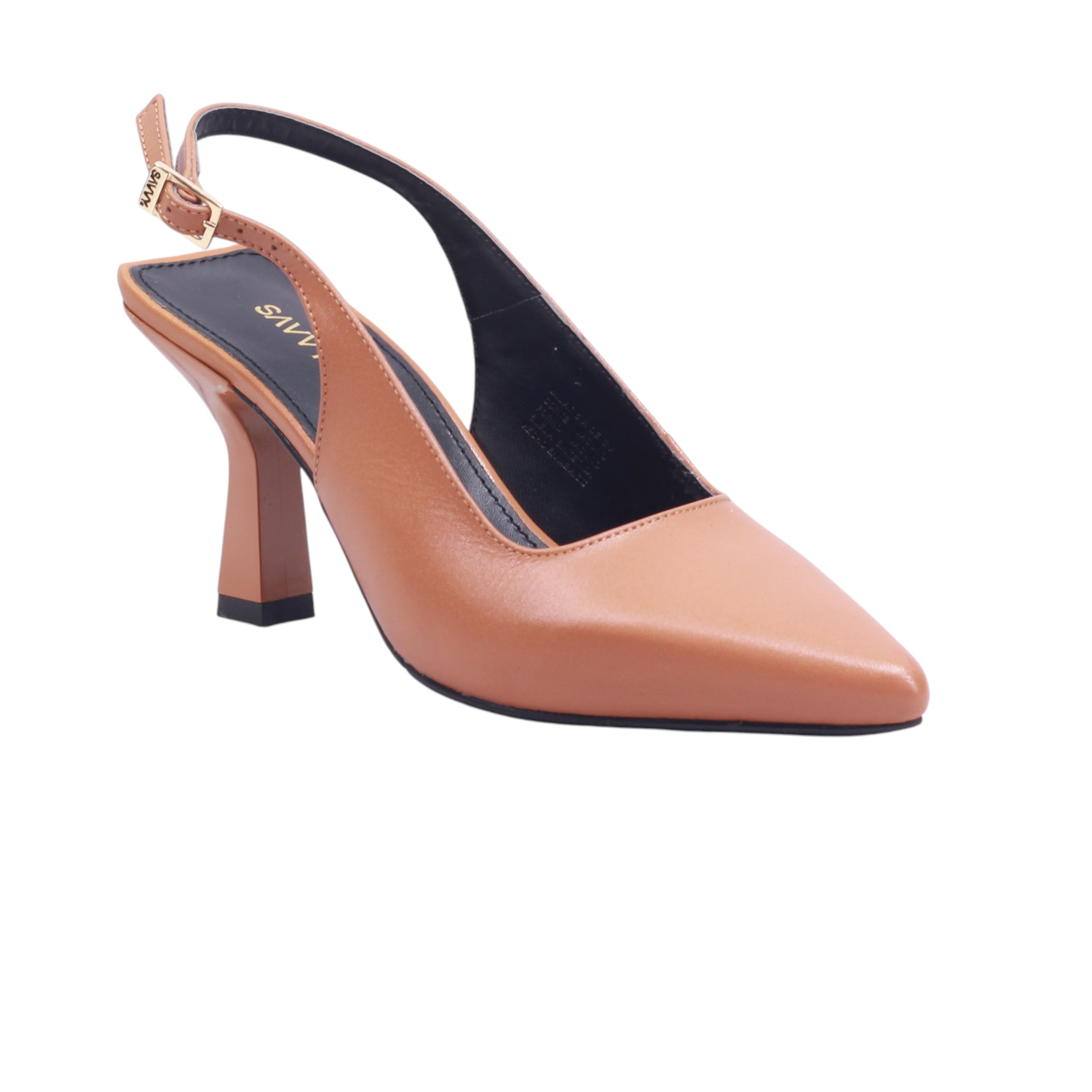 Slingback con punta fina y tacón geométrico