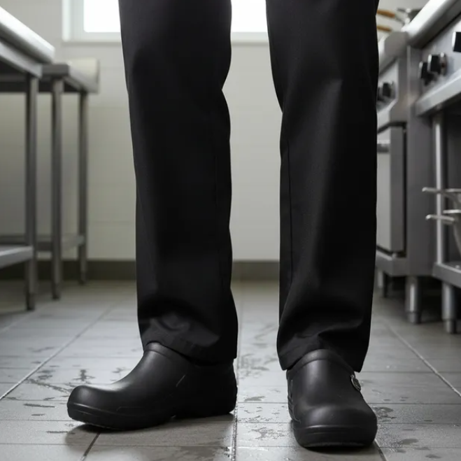 Calzado de caballero profesional para CHEF con diseño cerrado y suela antideslizante