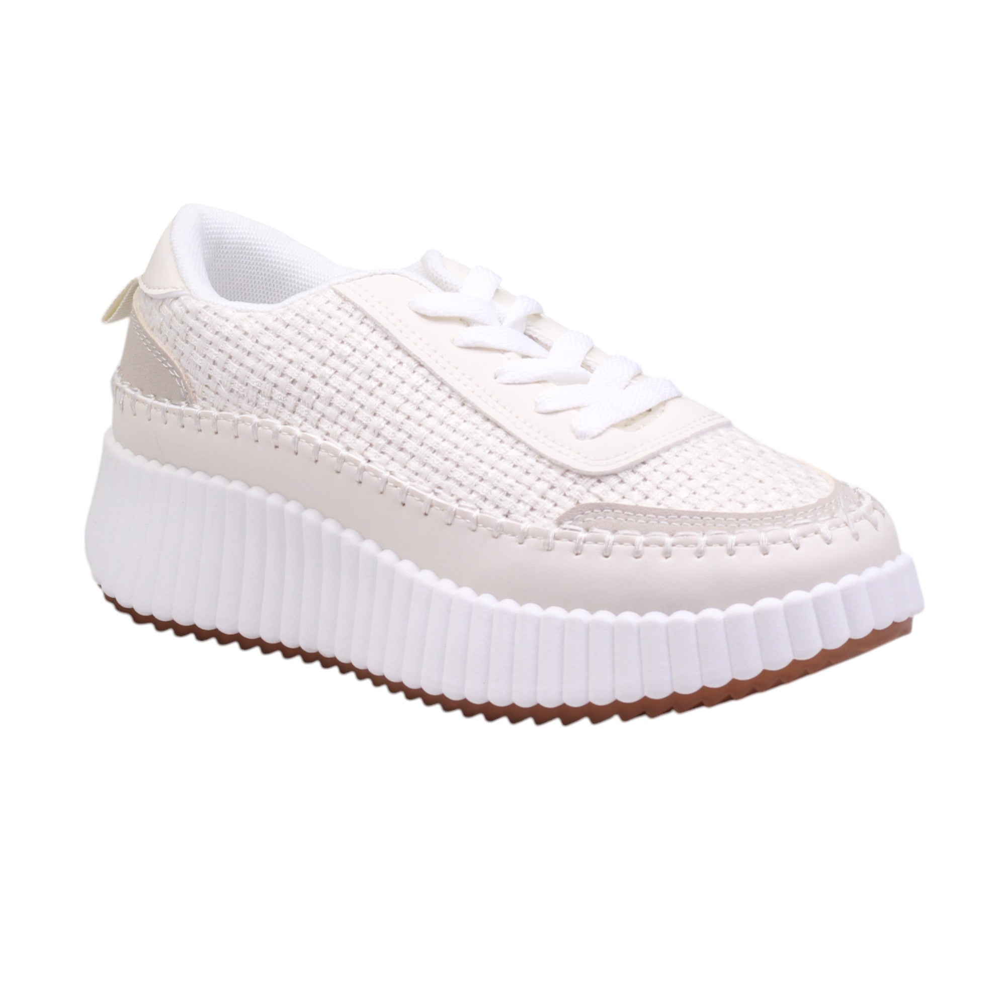Tenis para dama de corte con diseño en tejido