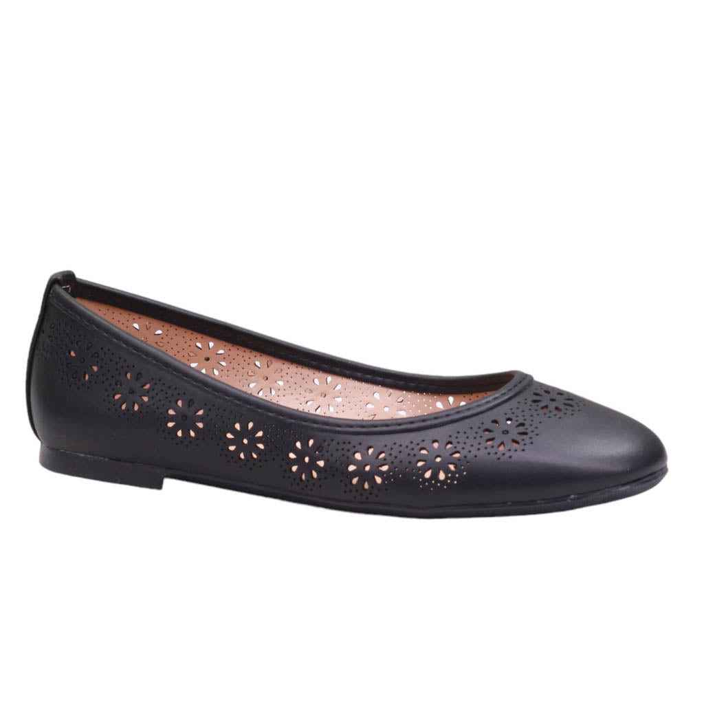 Flats para dama de corte con perforaciones y punta redonda