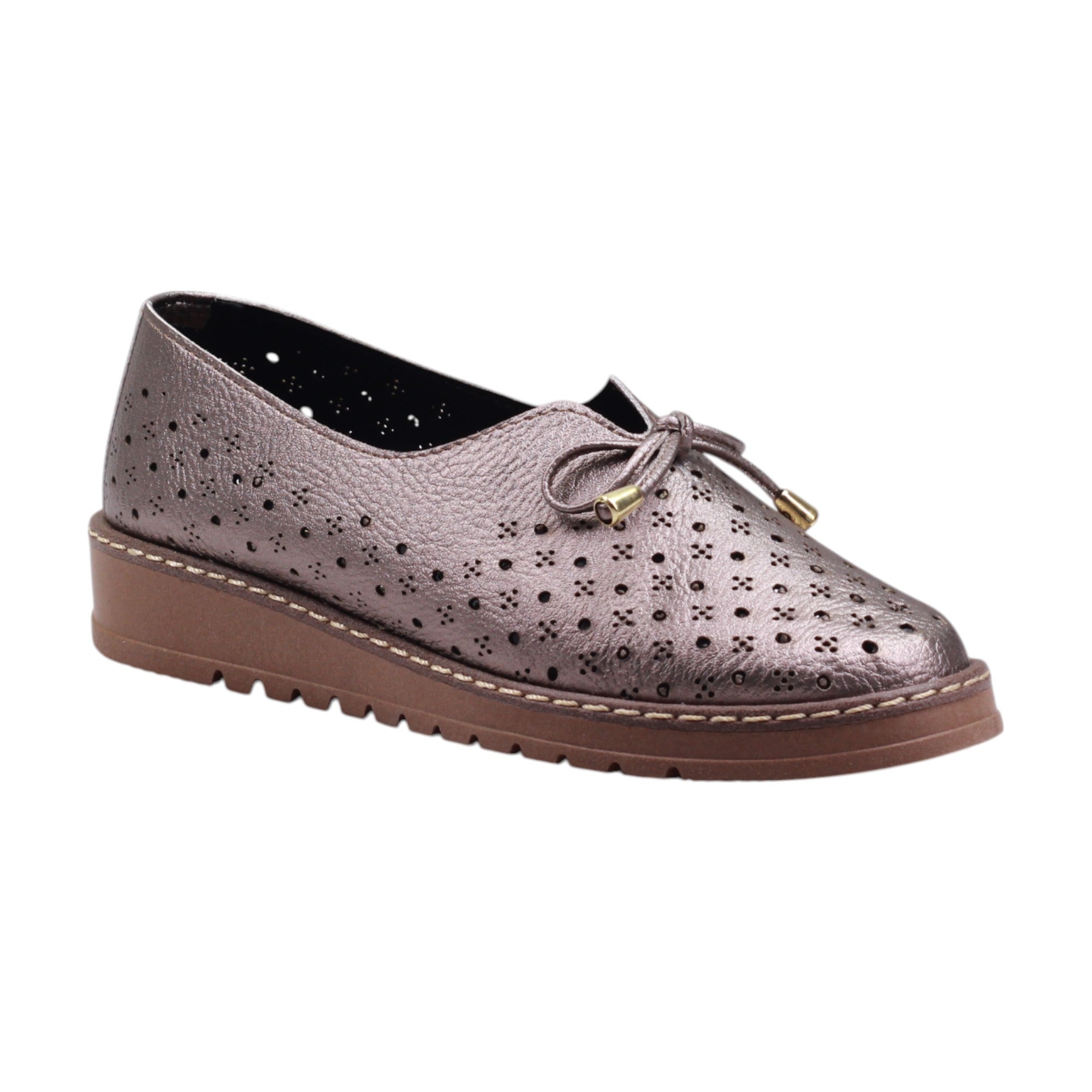 Calzado para dama de moño de adorno y corte con perforaciones