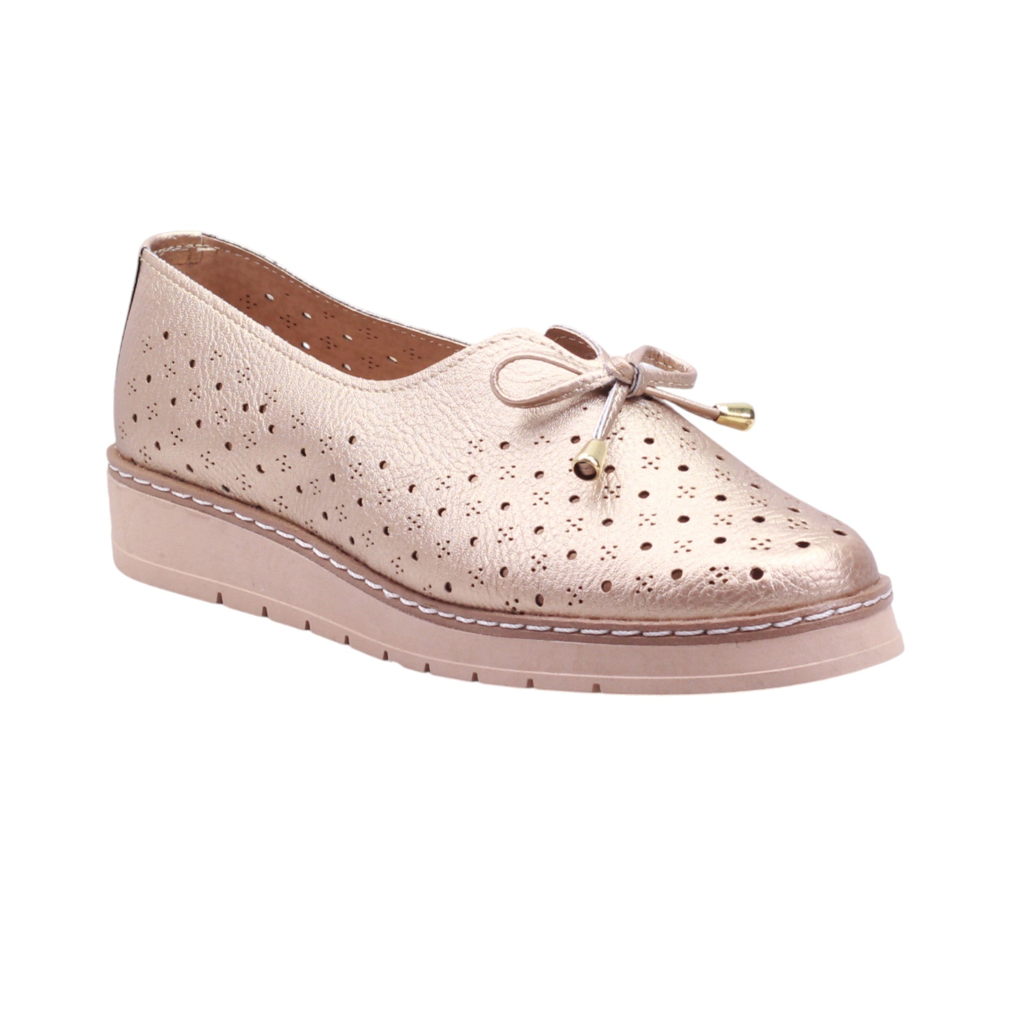 Calzado para dama de moño de adorno y corte con perforaciones