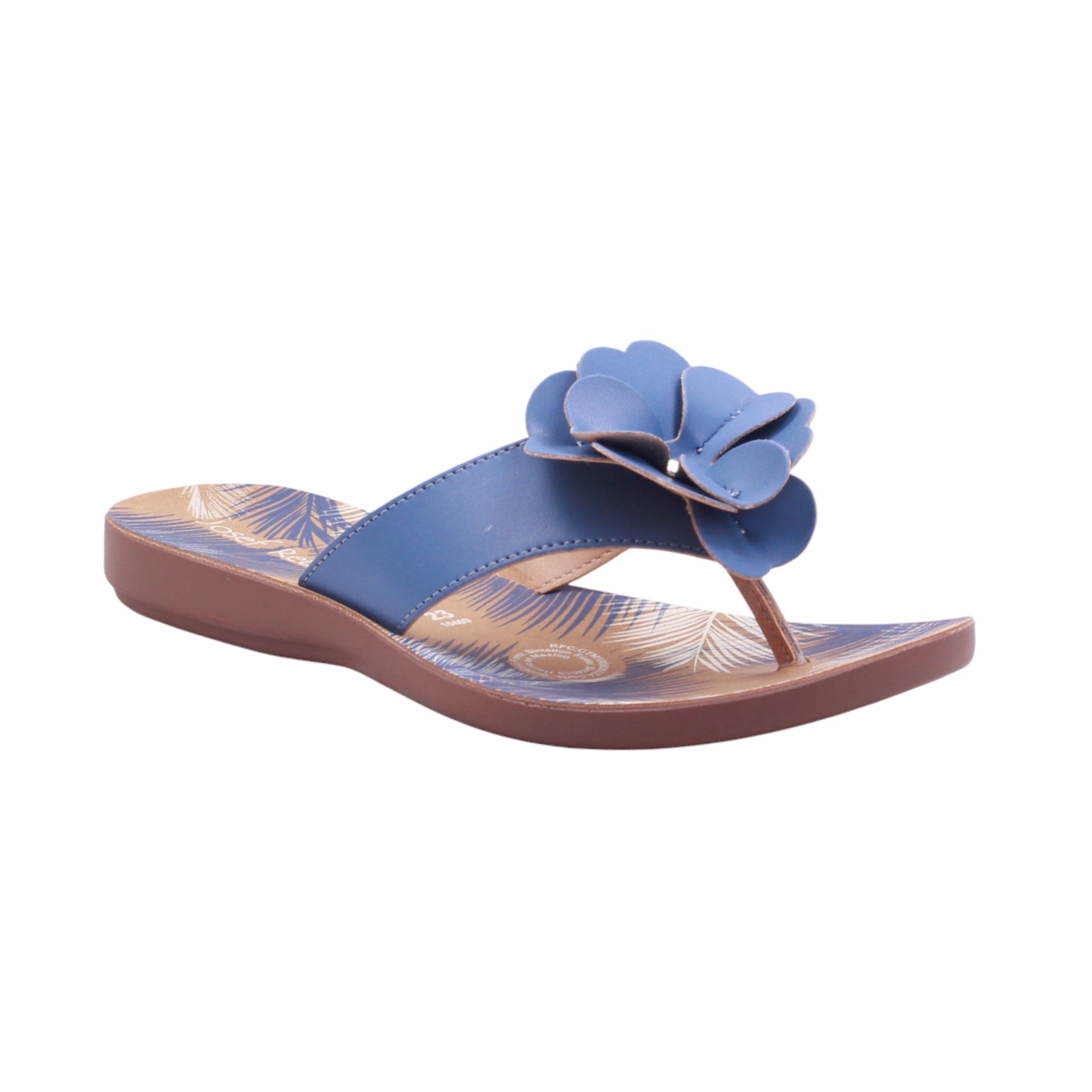 Sandalia casual con flor decorativa y plantilla tropical