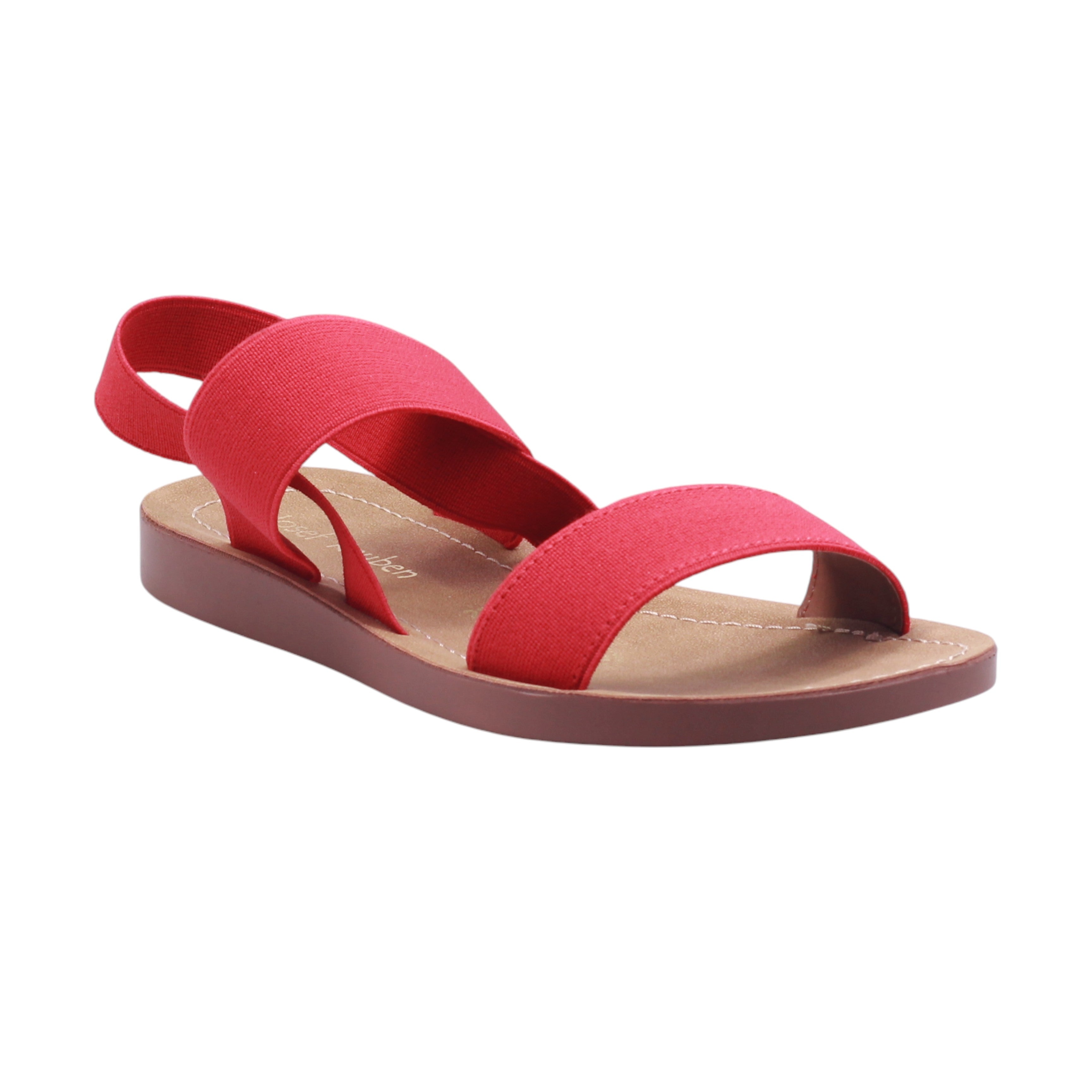 Sandalia con tiras elásticas y suela ergonómica.